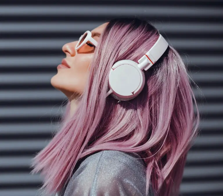 Closeup Profile Wearing Headphones